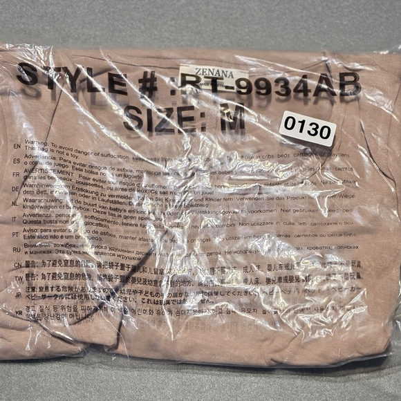 Zenana New In Poly Bag Cream Short Sleeve Women's Top Medium PTP 23 - Picture 5 of 5